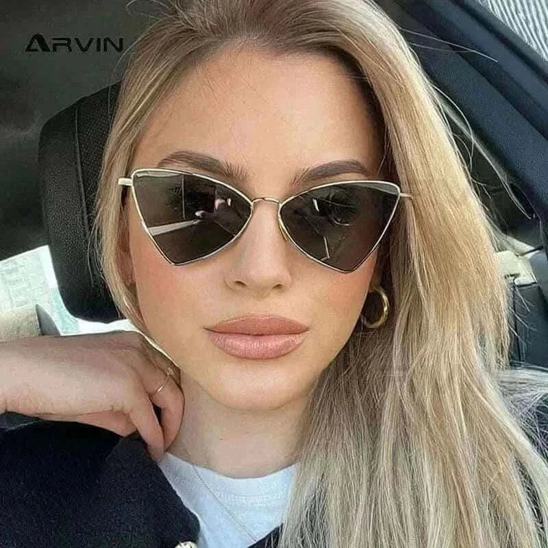 women sunglasses-Fashion Hot Metal Sunglasses Triangle Hip Hop Cyberpunk Stylish Irregular Small Frame Sun glasses Women Travel Cool Eyewear.