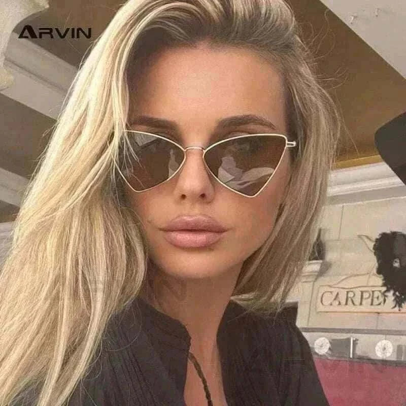 women sunglasses-Fashion Hot Metal Sunglasses Triangle Hip Hop Cyberpunk Stylish Irregular Small Frame Sun glasses Women Travel Cool Eyewear.