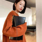  Men's Fashion Style Store High-end series!  Round neck 100% pure cashmere sweater pullover silhouette sweater women's thick loose knit