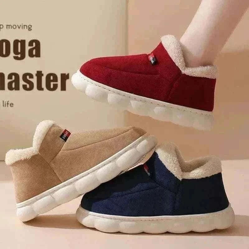 Kidmi Men Plush Fur Slippers Winter Warm Outdoor Fluffy Soft Cotton Men Boots Indoor Home Fashion Fur Cozy Furry Men Flat Shoes.