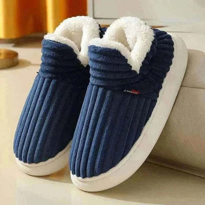 Men's Fashion Style Store Navy Blue1 / CHINA / 44-45(fit42-43) Kidmi Men Plush Fur Slippers Winter Warm Outdoor Fluffy Soft Cotton Men Boots Indoor Home Fashion Fur Cozy Furry Men Flat Shoes