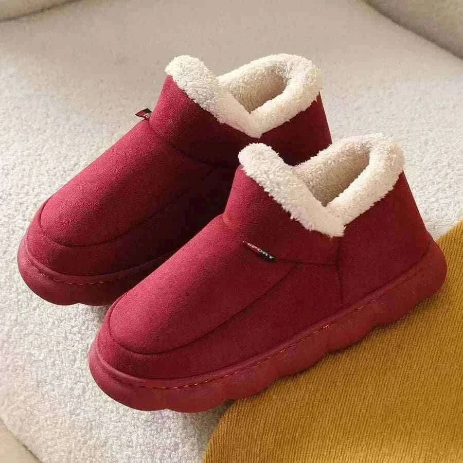  Men's Fashion Style Store A-Red1 / CHINA / 36-37(fit35-36) Kidmi Men Plush Fur Slippers Winter Warm Outdoor Fluffy Soft Cotton Men Boots Indoor Home Fashion Fur Cozy Furry Men Flat Shoes