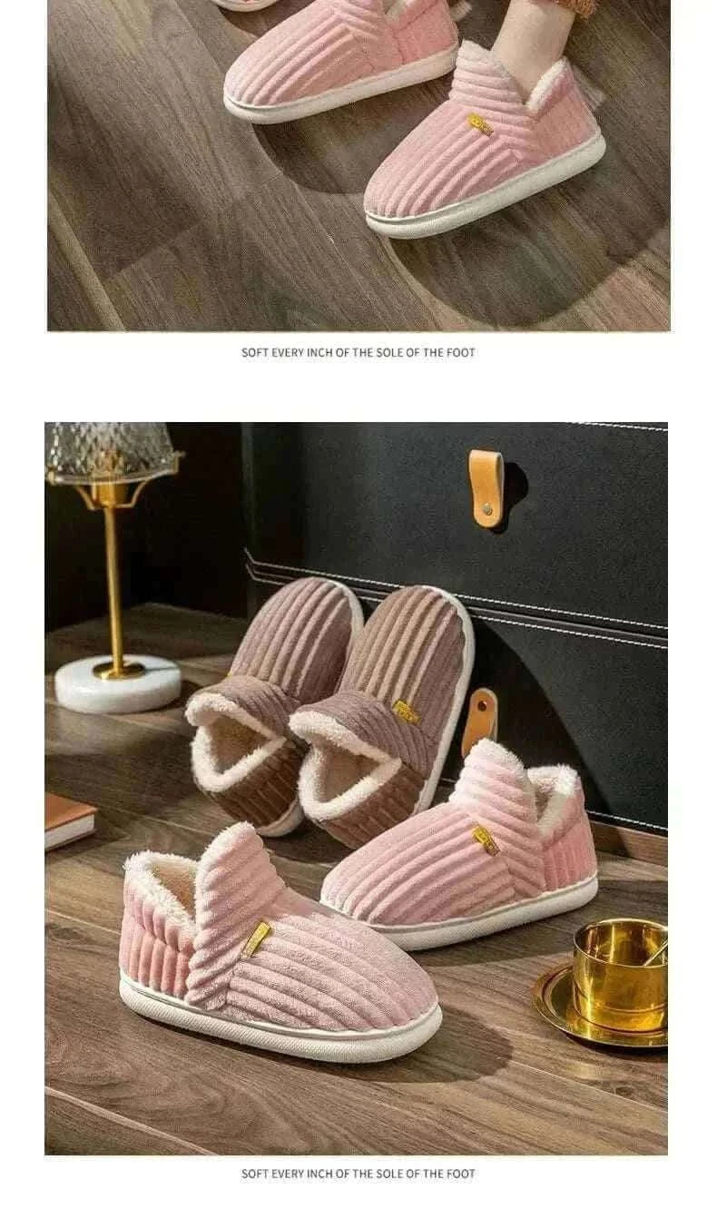  Men's Fashion Style Store Kidmi Men Plush Fur Slippers Winter Warm Outdoor Fluffy Soft Cotton Men Boots Indoor Home Fashion Fur Cozy Furry Men Flat Shoes