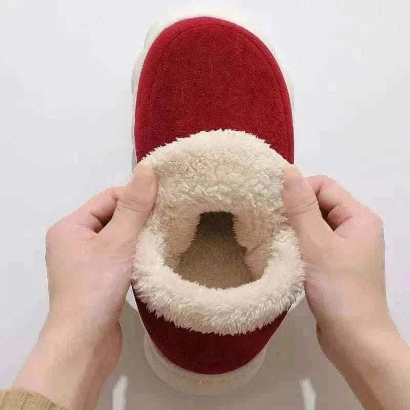 Kidmi Men Plush Fur Slippers Winter Warm Outdoor Fluffy Soft Cotton Men Boots Indoor Home Fashion Fur Cozy Furry Men Flat Shoes.