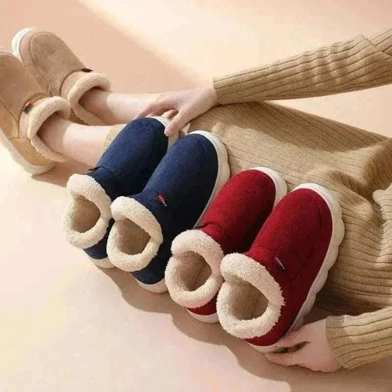 Kidmi Men Plush Fur Slippers Winter Warm Outdoor Fluffy Soft Cotton Men Boots Indoor Home Fashion Fur Cozy Furry Men Flat Shoes.