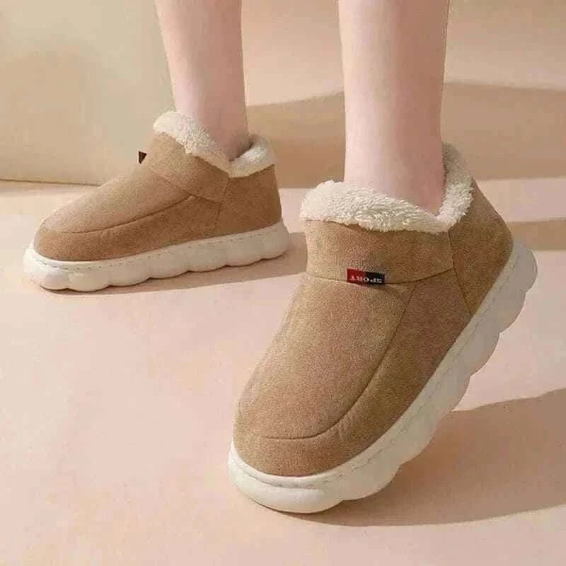 Kidmi Men Plush Fur Slippers Winter Warm Outdoor Fluffy Soft Cotton Men Boots Indoor Home Fashion Fur Cozy Furry Men Flat Shoes.