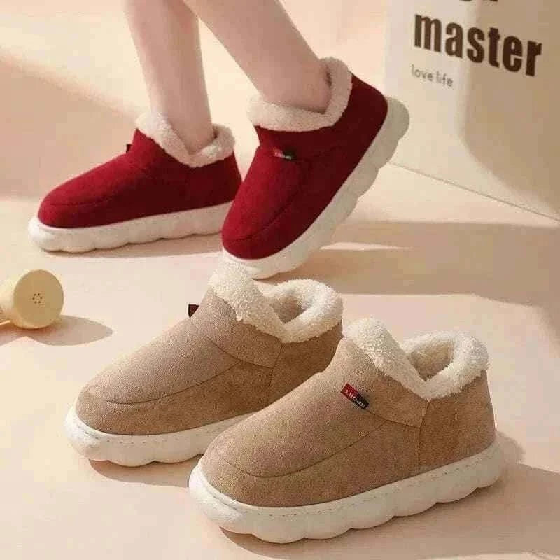 Kidmi Men Plush Fur Slippers Winter Warm Outdoor Fluffy Soft Cotton Men Boots Indoor Home Fashion Fur Cozy Furry Men Flat Shoes.