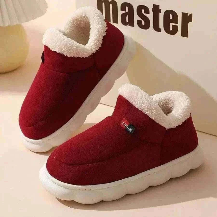  Men's Fashion Style Store A-Red / CHINA / 44-45(fit42-43) Kidmi Men Plush Fur Slippers Winter Warm Outdoor Fluffy Soft Cotton Men Boots Indoor Home Fashion Fur Cozy Furry Men Flat Shoes