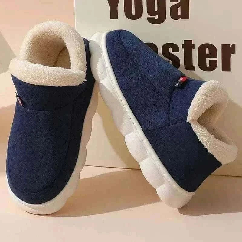  Men's Fashion Style Store Kidmi Men Plush Fur Slippers Winter Warm Outdoor Fluffy Soft Cotton Men Boots Indoor Home Fashion Fur Cozy Furry Men Flat Shoes