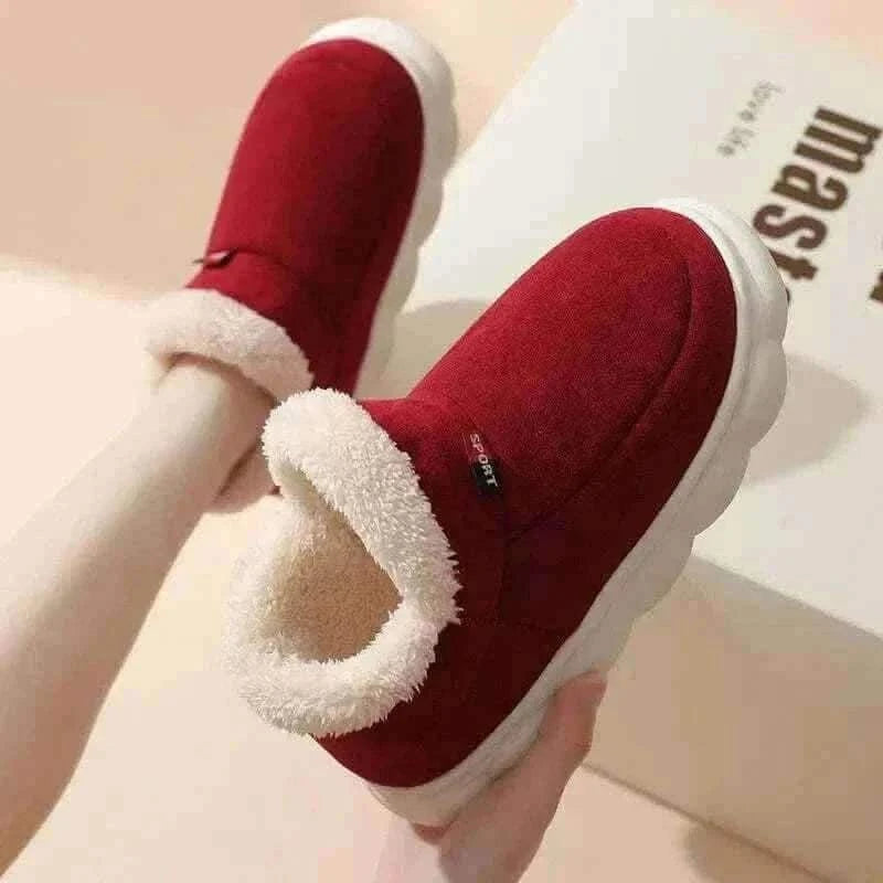 Kidmi Men Plush Fur Slippers Winter Warm Outdoor Fluffy Soft Cotton Men Boots Indoor Home Fashion Fur Cozy Furry Men Flat Shoes.