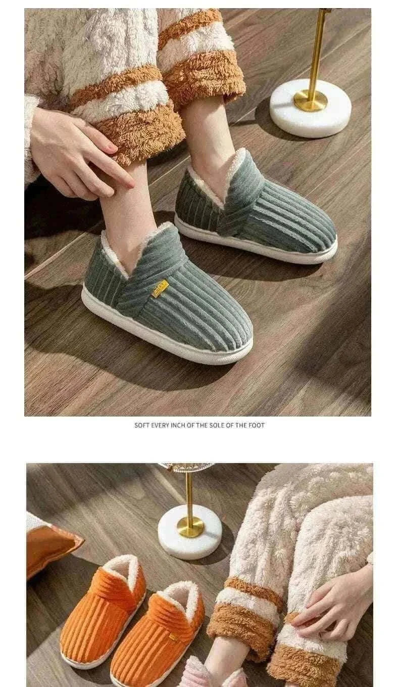  Men's Fashion Style Store Kidmi Men Plush Fur Slippers Winter Warm Outdoor Fluffy Soft Cotton Men Boots Indoor Home Fashion Fur Cozy Furry Men Flat Shoes