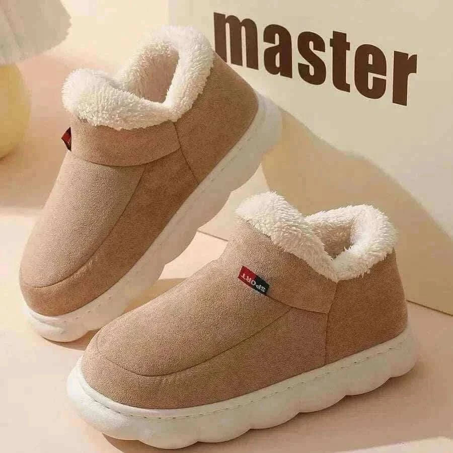  Men's Fashion Style Store A-Khaki / CHINA / 44-45(fit42-43) Kidmi Men Plush Fur Slippers Winter Warm Outdoor Fluffy Soft Cotton Men Boots Indoor Home Fashion Fur Cozy Furry Men Flat Shoes