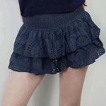 Women Blue Y2K Ruffle Layered Hollow Mini Skirts