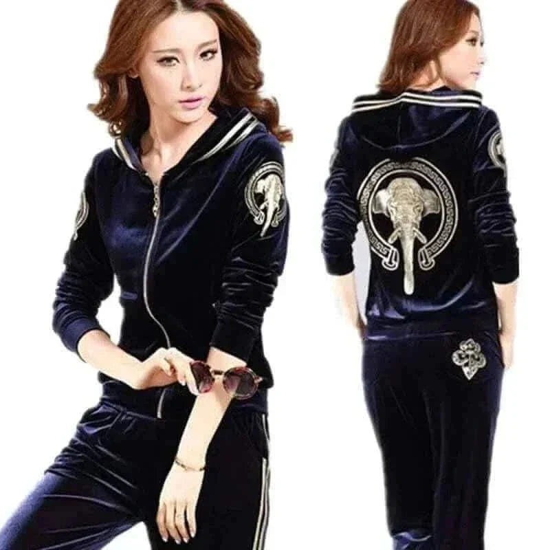 Velvet Tracksuit Women Two Piece Pants Set, ladies tracksuits uk