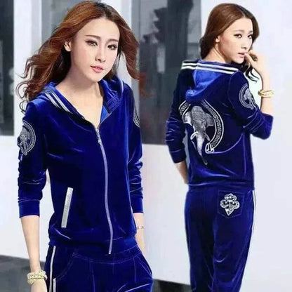 Velvet Tracksuit Women Two Piece Pants Set, ladies tracksuits uk