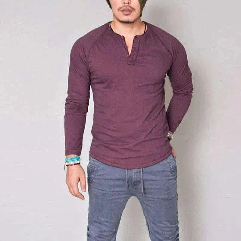 MensFashionStyleStore LONG SLEEVE V-NECK COTTON T-SHIRT