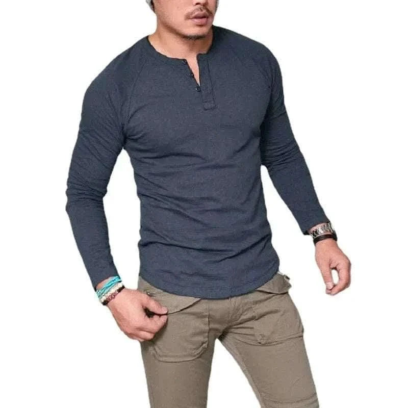 MensFashionStyleStore LONG SLEEVE V-NECK COTTON T-SHIRT
