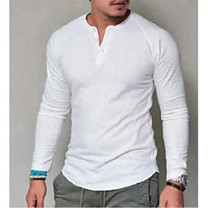 MensFashionStyleStore LONG SLEEVE V-NECK COTTON T-SHIRT