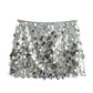 Silver Sequin High-Mini Skirt
