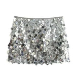 Silver Sequin High-Mini Skirt