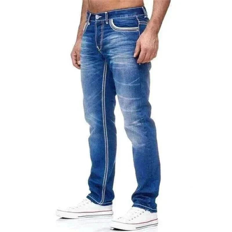 denim jeans for men  Solid Pockets Stretch Denim.