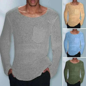 Men Sweater Men's Hollow Out Knit Sweater.