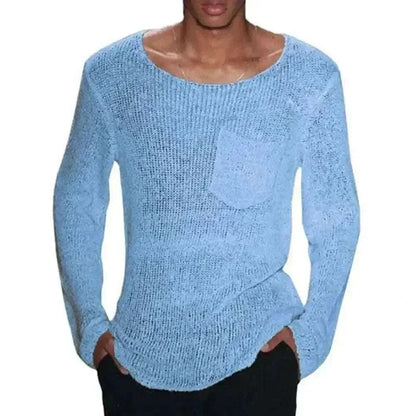 Men Sweater Men's Hollow Out Knit Sweater.