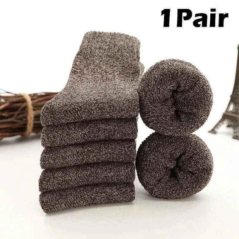  Men's Fashion Style Store Solid-brown / One size-(38-45) Men Thick Thermal Wool Socks Man Winter Warm Merino Wool Rabbit Solid High Quality Socks Male Cotton Casual Super Thicker Sock