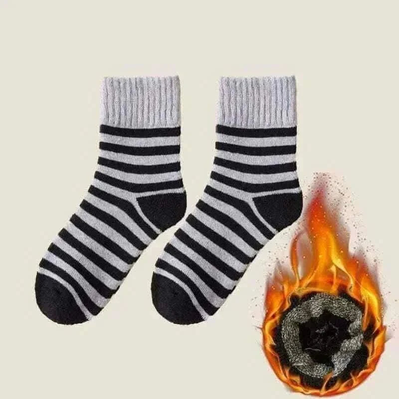  Men's Fashion Style Store Stripe-grey / One size-(38-45) Men Thick Thermal Wool Socks Man Winter Warm Merino Wool Rabbit Solid High Quality Socks Male Cotton Casual Super Thicker Sock