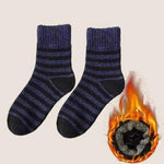  Men's Fashion Style Store Stripe-blue / One size-(38-45) Men Thick Thermal Wool Socks Man Winter Warm Merino Wool Rabbit Solid High Quality Socks Male Cotton Casual Super Thicker Sock