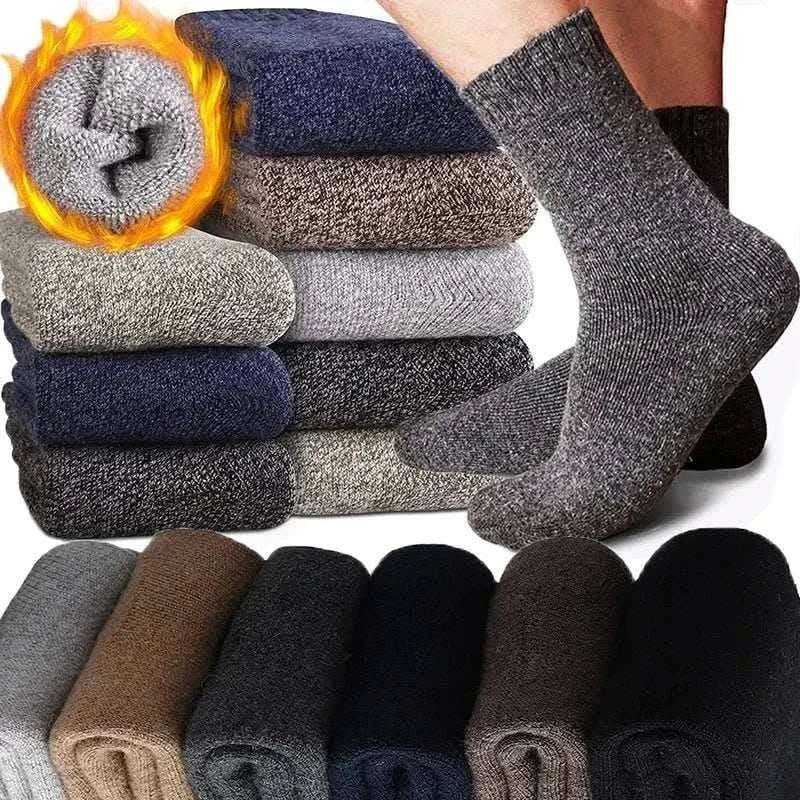 Men Thick Thermal Wool Socks Man Winter Warm Merino Wool Rabbit Solid High Quality Socks Male Cotton Casual Super Thicker Sock.