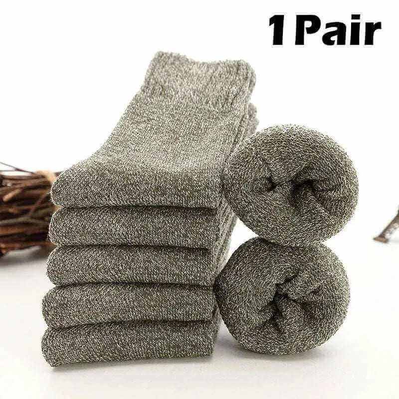  Men's Fashion Style Store Solid-army green / One size-(38-45) Men Thick Thermal Wool Socks Man Winter Warm Merino Wool Rabbit Solid High Quality Socks Male Cotton Casual Super Thicker Sock