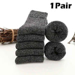  Men's Fashion Style Store Solid-black / One size-(38-45) Men Thick Thermal Wool Socks Man Winter Warm Merino Wool Rabbit Solid High Quality Socks Male Cotton Casual Super Thicker Sock