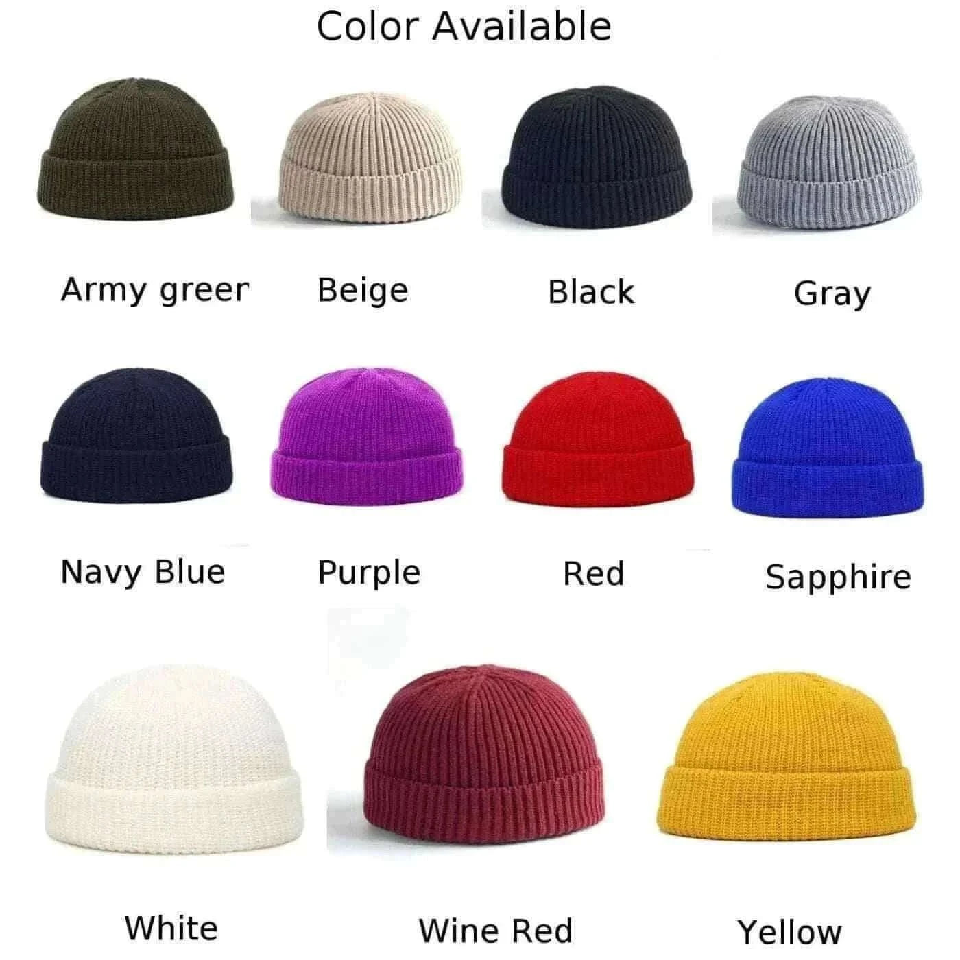 Men Women Knitted Hat Beanie Skullcap Sailor Docker solid fashion Cuff Brimless Cap Rogue Melon Fur Woolen Knitted beanies hats.