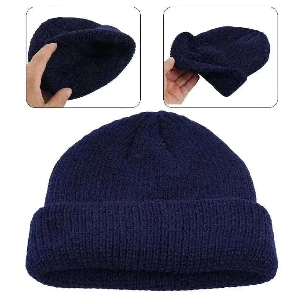 Men's Fashion Style Store Men Women Knitted Hat Beanie Skullcap Sailor Docker solid fashion Cuff Brimless Cap Rogue Melon Fur Woolen Knitted beanies hats