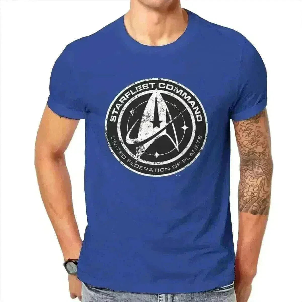 Man Wearing Star Trek Discovery T-Shirt , mens t shirt uk