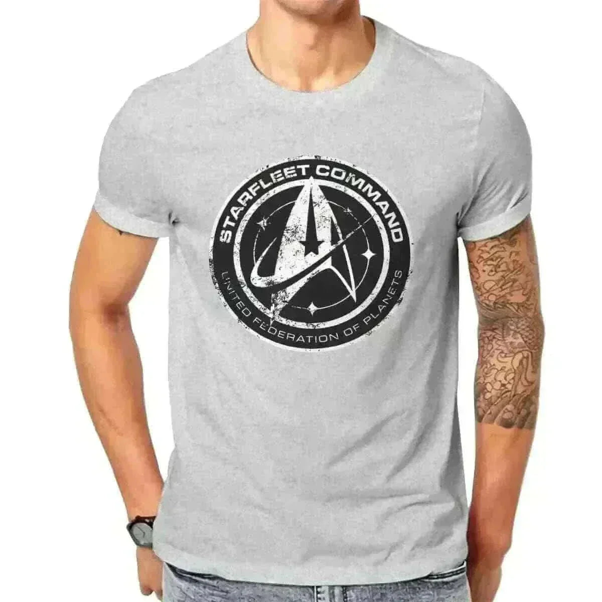 Man Wearing Star Trek Discovery T-Shirt , mens t shirt uk
