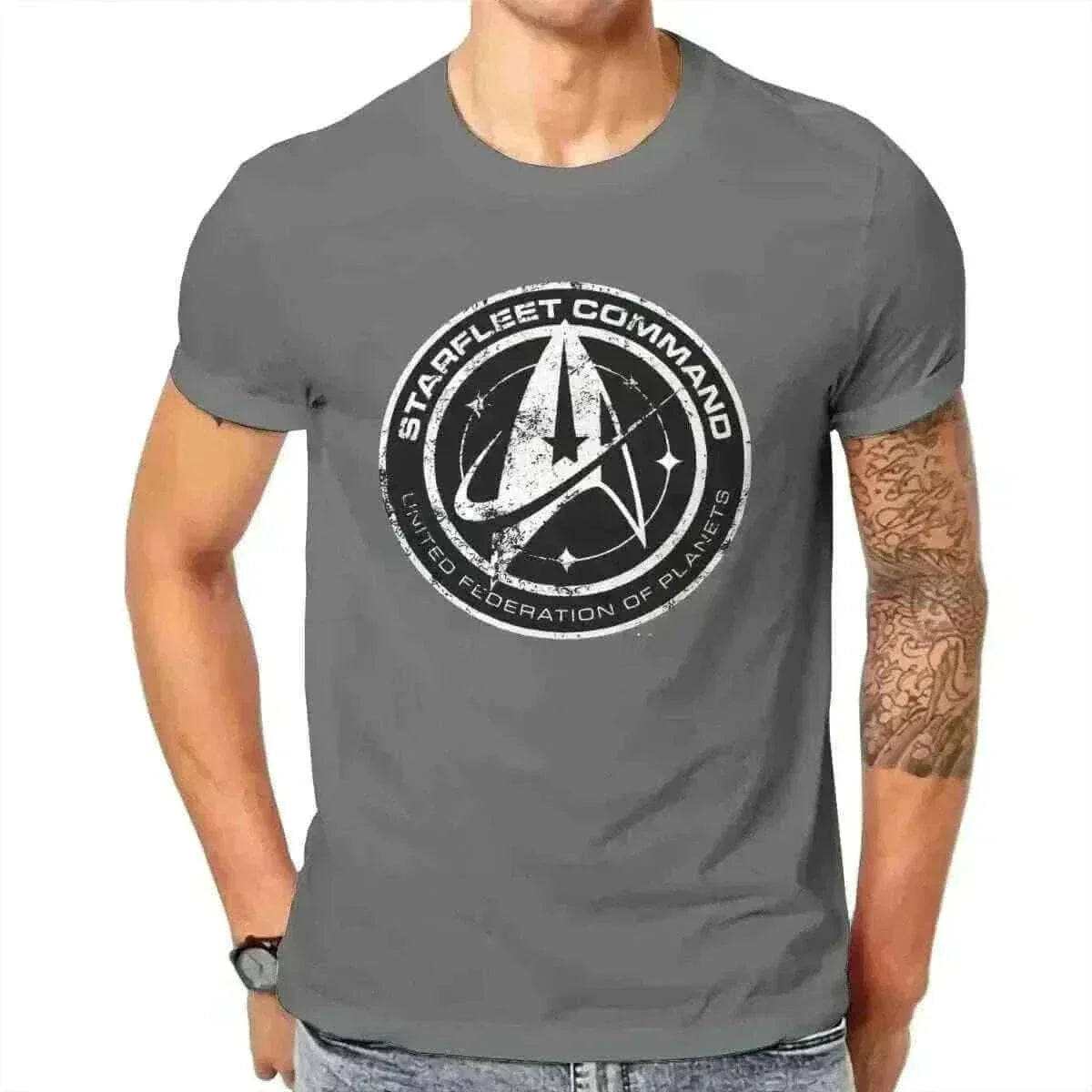 Man Wearing Star Trek Discovery T-Shirt , mens t shirt uk