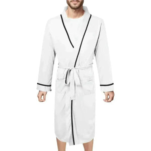 Men Bathrobe=Mens Cotton Bathrobe Spring And Summer Solid Color Lace-Up Men's Pajamas Home Wear Long Sleeve Male Bathrobe Dressing Night Gown.