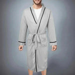 Men Bathrobe-Mens Cotton Bathrobe Spring And Summer Solid Color Lace-Up Men's Pajamas Home Wear Long Sleeve Male Bathrobe Dressing Night Gown.