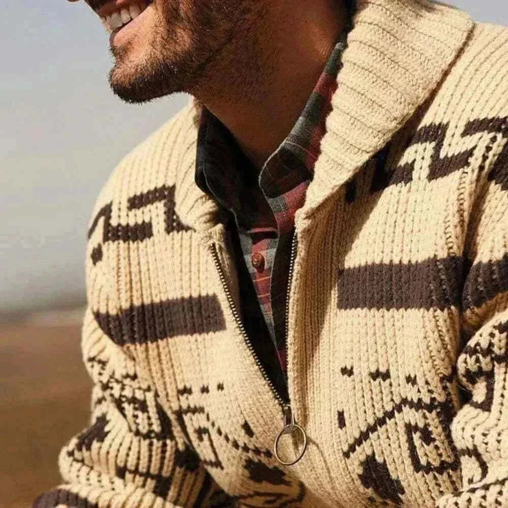 Sweaters-Men's Lapel Cardigan.