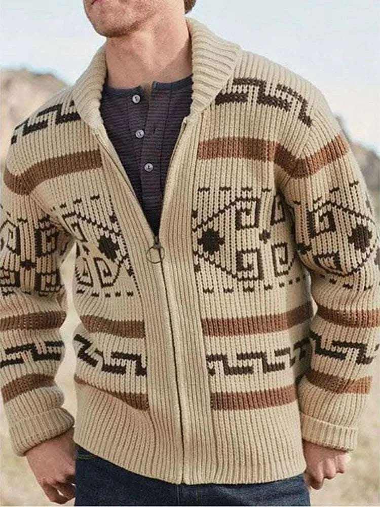 Sweaters-Men's Lapel Cardigan.