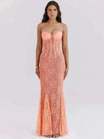Informal Dresses- Mozision Floral Lace Sexy Maxi Dress For Women.