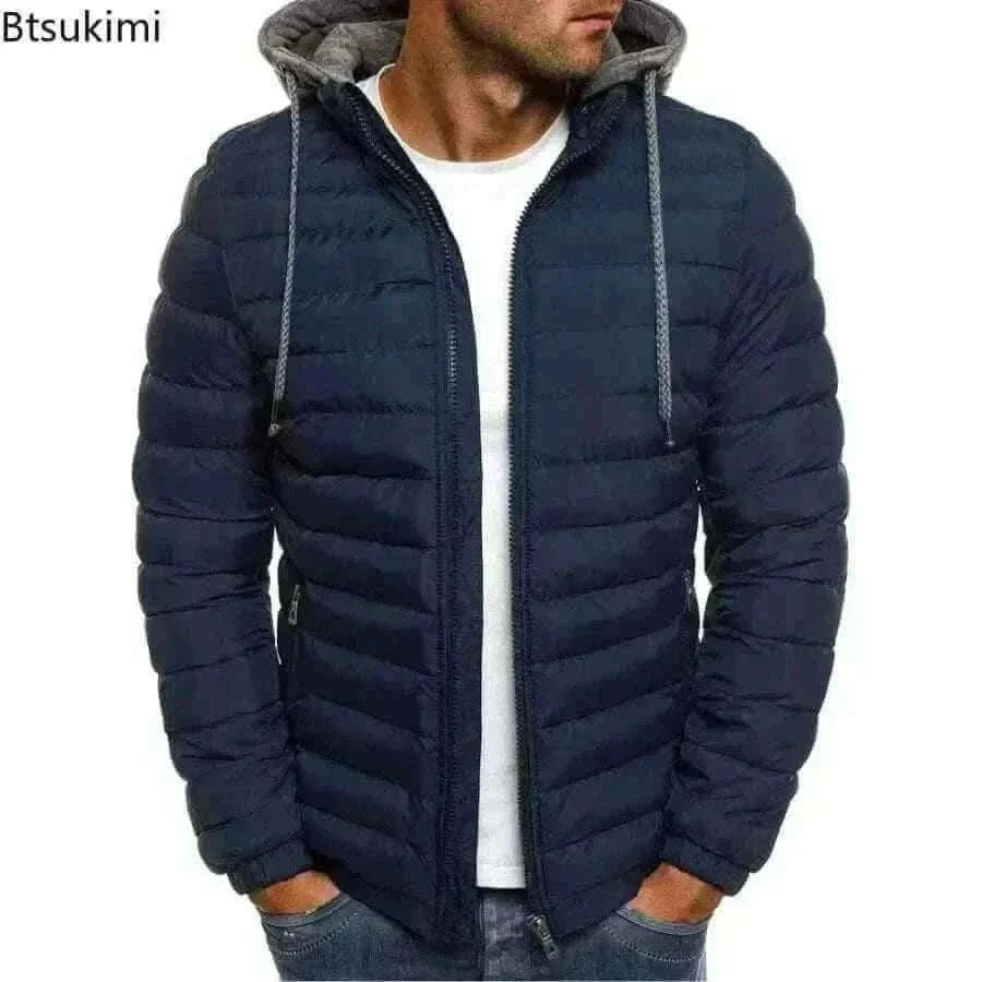 New Autumn Winter Men's Parkas Solid Hooded Cotton Coat Jacket Casual Warm Clothes Mens Overcoat Streetwear Puffer Jacket Male.