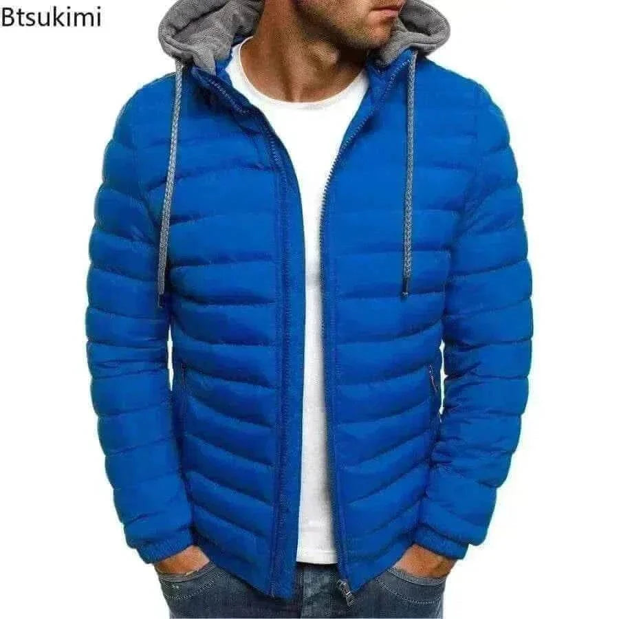 New Autumn Winter Men's Parkas Solid Hooded Cotton Coat Jacket Casual Warm Clothes Mens Overcoat Streetwear Puffer Jacket Male.
