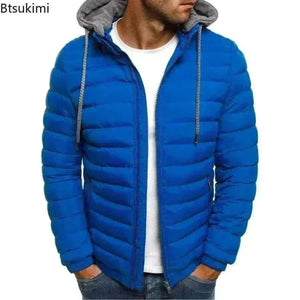 New Autumn Winter Men's Parkas Solid Hooded Cotton Coat Jacket Casual Warm Clothes Mens Overcoat Streetwear Puffer Jacket Male.