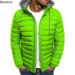 New Autumn Winter Men's Parkas Solid Hooded Cotton Coat Jacket Casual Warm Clothes Mens Overcoat Streetwear Puffer Jacket Male.