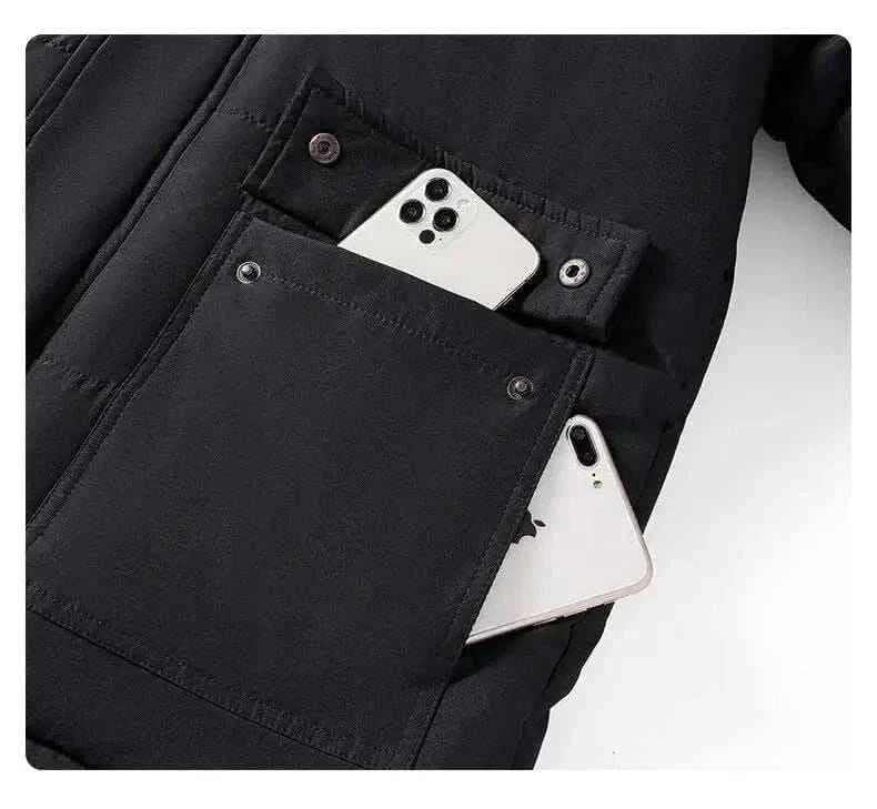 Buy Winter Jackets-New Men Winter Autumn  With Thick Warm Hooded Fur Collar Coat.