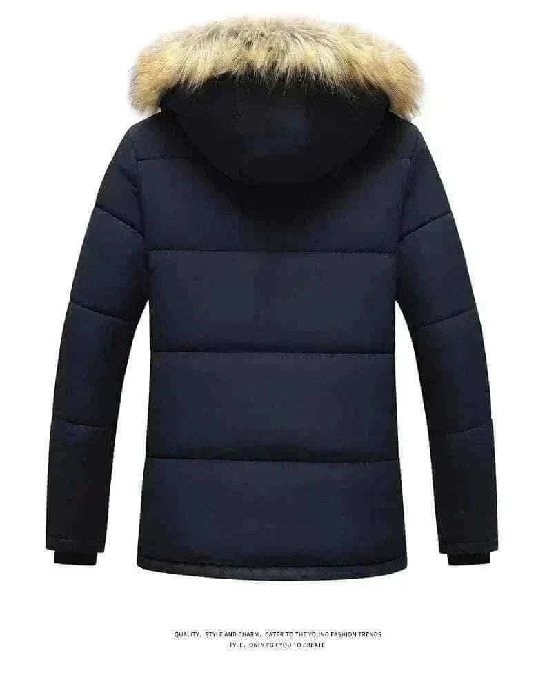 Buy Winter Jackets-New Men Winter Autumn  With Thick Warm Hooded Fur Collar Coat.