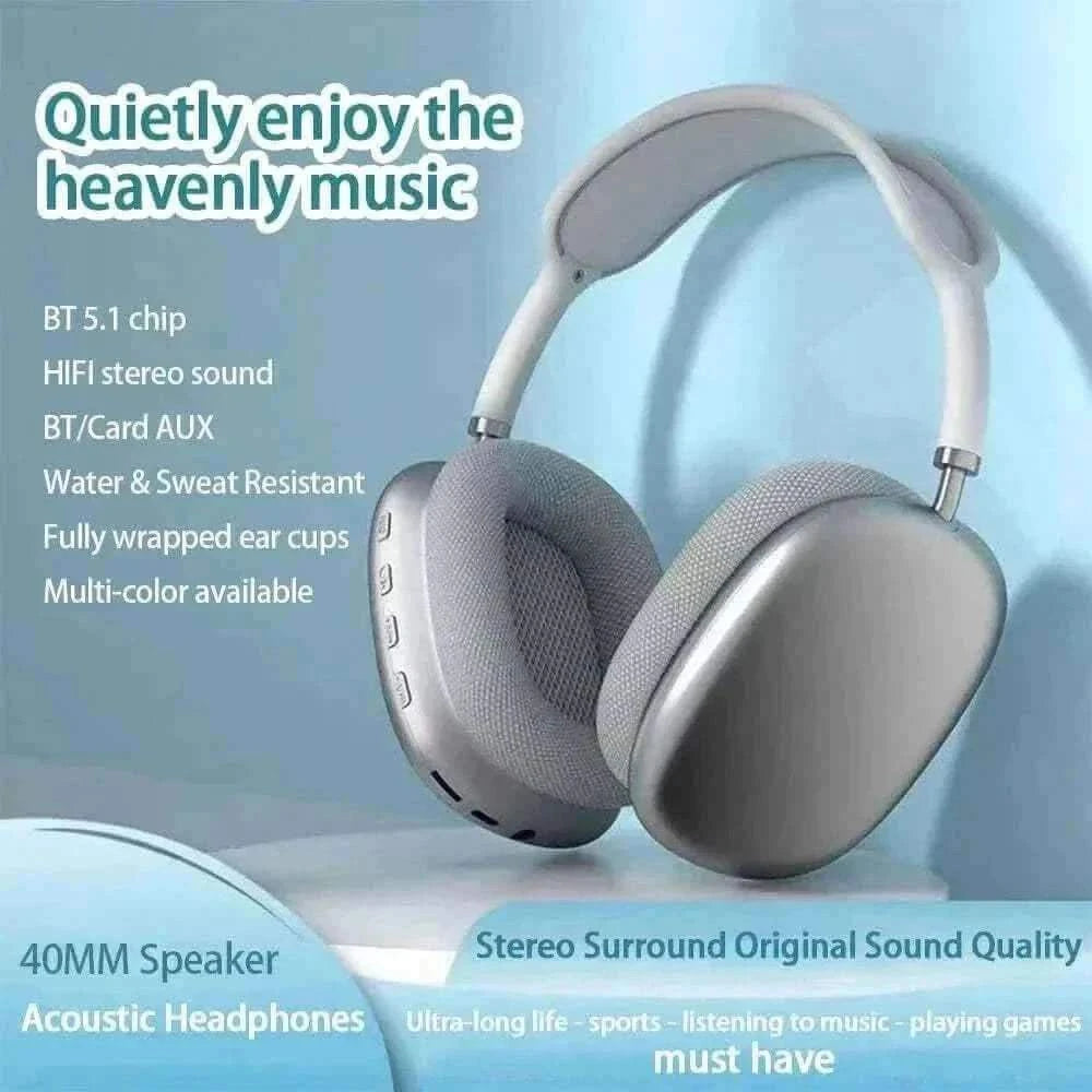 New P9 Wireless Bluetooth Headphones Noise Cancelling with Microphone Pods Over Ear Sports Gaming Headset for Apple iPhone.